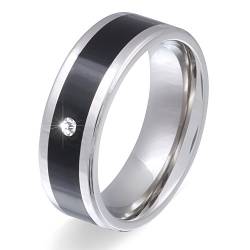 Juwelier Schönschmied - Damen Freundschaftsring Partnerring Hochzeitsring Blacktone Edelstahl Zirkonia 122Dac von Juwelier Schönschmied