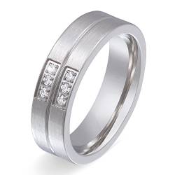 Juwelier Schönschmied - Damen Partnerring Freundschaftsring Ehering Jasper Edelstahl Zirkonia inkl. persönliche Lasergravur 52 (16.6) LANr141D von Juwelier Schönschmied