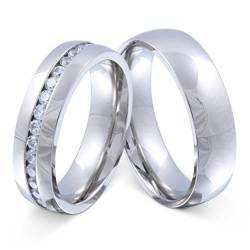 Juwelier Schönschmied - Unisex Freundschaftsringe Partnerringe Hochzeitsringe Brilliant Edelstahl Zirkonia 52-70 125HDac - Kostenlose Wunschgravur mit AMAZON KONFIGURATOR online gestalten! von Juwelier Schönschmied