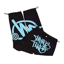 Juzinqu Minus Two Cargo Hose | Cargo Hosen Männer Y2k | Baggy Jeans Streetwear | Freizeithose Hip Hop Hose Herren | 2023 Harajuku Cargohose Print Jogginghose Weite Hose, Schwarz Blau, L von Juzinqu