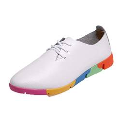 Frauen Casual Loafers Weiche Sohle Atmungsaktiv Low Top Schnüren Leder Flats Ladies Walking rutschfeste Hochzeitsfeier Oxford Schuhe von Jwans
