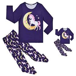 Passende Puppen und Mädchen Pyjama Einhorn Pyjama Set Kinder Baumwolle Nachtwäsche Pyjama .., Einhorn Mond, 4-5 Jahre von Jxstar