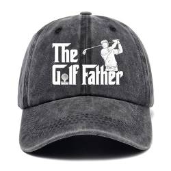 Jxubeuro The Golf Father,Funny Baseball Cap,Funny Hats,Golfer Baseball Cap,Golf Gifts Dad Hat,Adjustable Cotton Baseball Cap for Men Black, Schwarz, 7-7 3/8 von Jxubeuro