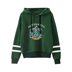 Teen Slytherin Drucken Jumper,Unisex Fleece Pullover Hoodie,Langarm Kapuzen-Oberteil-Grün L von JyprEuwizei