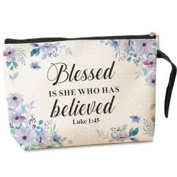 Jztco Inspirierende christliche Geschenke für Frauen, Make-up-Tasche, Hautpflege-Tasche für Schwester, Freunde, Beige636, 9.4*7.7 inch von Jztco