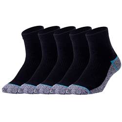 Kupfer Antibakterielle Athletische Socken f¨¹r M?nner und Frauen-Feuchtigkeits-Docht, rutschfeste Kissen Kn?chelsocken, Schwarz/Blau-5 Pairs, Shoe L:45-49 EUR von Jzy Qzn