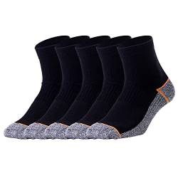 Kupfer Antibakterielle Athletische Socken f¨¹r M?nner und Frauen-Feuchtigkeits-Docht, rutschfeste Kissen Kn?chelsocken, Schwarz/Orange-5 Pairs, Shoe L:45-49 EUR von Jzy Qzn