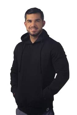 K-BRIGHT Herren Hoodie Premium Kapuzenpullover Pullover Nachhaltig Bio Baumwolle Freizeit Basic Hoodie Essential Pulli Männer Vegan GOTS (Schwarz) (XL) von K-BRIGHT