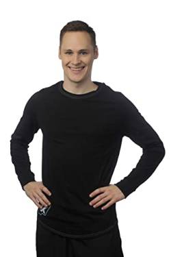 K-BRIGHT Herren Langarmshirt Shirt Langarm Nachhaltig Bio Baumwolle Sport Shirt Gym Shirt Longsleeve Herren Vegan GOTS (Schwarz, S) von K-BRIGHT