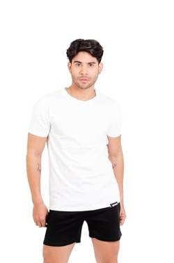 K-BRIGHT Herren T-Shirt Kurzarm Basic Nachhaltig Bio Baumwolle Freizeit T-Shirt Essential Shirt Gym Shirt Basic Tshirt Herren Vegan GOTS (Weiß) (XL) von K-BRIGHT