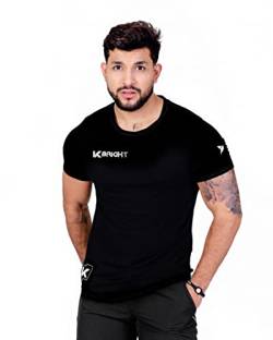 K-BRIGHT Herren T-Shirt Kurzarm Nachhaltig Premium Bio Baumwolle Slim Fit T-Shirt Sport Shirt Gym Shirt Tshirt Herren Vegan GOTS (Schwarz/Weiß) (L) von K-BRIGHT