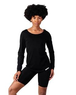 K-BRIGHT Langarmshirt Damen Basic Langarm Nachhaltig Bio Baumwolle Damen Oberteil Sommer Sportshirt Funktionsshirt Longsleeve Damen Vegan GOTS (Schwarz, L) von K-BRIGHT