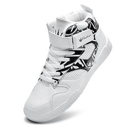K DUORO Herren High Top Sneaker Leichtgewichts Walking Schuhe (Weiß/Schwarz, Erwachsene, Damen, 43, Numerisch, EU Schuhgrößensystem, M) von K DUORO