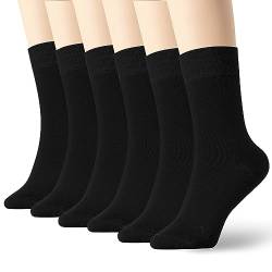 K-LORRA Damen Socken, dünn, Baumwolle, 6 Stück, Schwarz, schwarz, Medium von K-LORRA