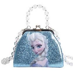 K-ONESEEYOU Elsa Tasche für Mädchen Geldbörse Glitzer-Umhängetasche Frozen 2 Eiskönigin Kinder Anna und Elsa Spielzeug (Blau Elsa B) von K-ONESEEYOU
