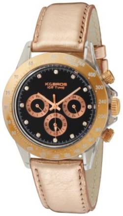K&Bros Damen Chronograph Quarz Uhr mit Leder Armband 9533-2-600 von K&Bros