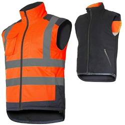 K&G Profi Arbeitsweste Lahti PRO L41314 ORANGE Herren Warm Weste Doppelseitige Warnweste Winterweste Herrenweste Bodywarmer Warmweste (2XL) von K&G