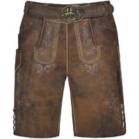 K&K Kaiserjäger Trachtenlederhose Herren Trachtenlederhose 2-tlg mit Gürtel,kurz, bestickt,antikbraun von K&K Kaiserjäger