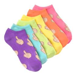 K-Bell Women's 6 Pack Novelty No Show Low Cut Socks, Middle Finger (Neon Pink), Shoe Size: 4-10 von K. Bell Socks