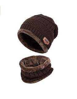 K.tchard Kinder Wintermütze Beanie Hut mit Schal Set Slouchy Strickmütze Warme Knit Skull Cap Fleecefutter Hat 2-8 Jahre von K.tchard