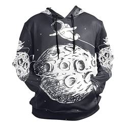 Astronaut Mond Cartoon Space Kapuzenpullis Kapuzenpullover Sport Sweatjacke Herren Hoodies für Mädchen Jungen Männer(Gesundheit Stoff) von KAAVIYO