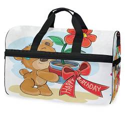 Bär Sonnenblume Tier Süß Sporttasche Badetasche mit Schuhfach Reisetaschen Handtasche für Reisen Frauen Mädchen Männer von KAAVIYO