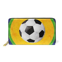 Ball Rund Fußball Sport Reißverschluss Brieftasche Echtes Leder Geldbörse Kreditkarteninhaber für Frauen Telefon Mädchen Männer von KAAVIYO