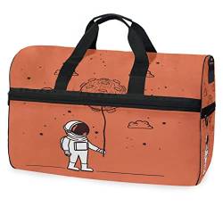 Ballon Weltraumastronaut Rot Sporttasche Badetasche mit Schuhfach Reisetaschen Handtasche für Reisen Frauen Mädchen Männer von KAAVIYO