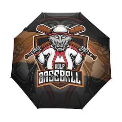 Baseball Wolfsballsport Regenschirm Taschenschirm Auf-Zu Automatik Schirme Winddicht Leicht Kompakt UV-Schutz Reise Schirm für Jungen Mädchen Strand Frauen von KAAVIYO
