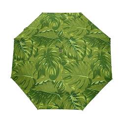 Blätter Palme Tropisch Grün Regenschirm Taschenschirm Auf-Zu Automatik Schirme Winddicht Leicht Kompakt UV-Schutz Reise Schirm für Jungen Mädchen Strand Frauen von KAAVIYO