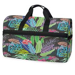 Blume Chamäleon Tier Pflanze Sporttasche Badetasche mit Schuhfach Reisetaschen Handtasche für Reisen Frauen Mädchen Männer von KAAVIYO