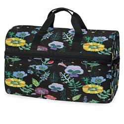 Blume Niedlich Pflanze Bunt Hell Sporttasche Badetasche mit Schuhfach Reisetaschen Handtasche für Reisen Frauen Mädchen Männer von KAAVIYO