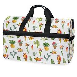 Blume Papagei Pflanze Weiß Sporttasche Badetasche mit Schuhfach Reisetaschen Handtasche für Reisen Frauen Mädchen Männer von KAAVIYO