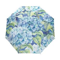 Blume Pflanze Aquarell Floral Regenschirm Taschenschirm Auf-Zu Automatik Schirme Winddicht Leicht Kompakt UV-Schutz Reise Schirm für Jungen Mädchen Strand Frauen von KAAVIYO