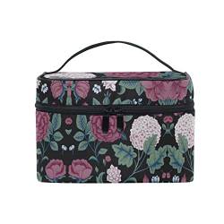 Blume Schwarze Blütensträuße Makeup Tasche Organizer Kosmetikkoffer Kosmetiktasche Kulturbeutel Groß Bag für Mädchen Frauen Damen von KAAVIYO