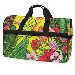 Blume Tropischer Vogel Flamingo Sporttasche Badetasche mit Schuhfach Reisetaschen Handtasche für Reisen Frauen Mädchen Männer von KAAVIYO