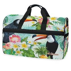 Blumenvogel Papagei Tukan Sporttasche Badetasche mit Schuhfach Reisetaschen Handtasche für Reisen Frauen Mädchen Männer von KAAVIYO