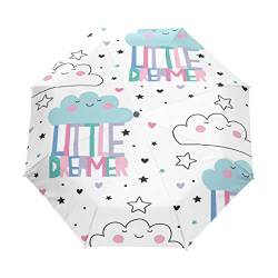 Cartoon-Wolken-Liebessterne Regenschirm Taschenschirm Auf-Zu Automatik Schirme Winddicht Leicht Kompakt UV-Schutz Reise Schirm für Jungen Mädchen Strand Frauen von KAAVIYO