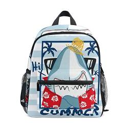 Cooler Streifen Sommerhai Kleinkind Rucksack Kinder Leichtgewicht Büchertasche Vorschule Schülerrucksack für 2-7 Jahre die Reise Mädchen Jungs von KAAVIYO