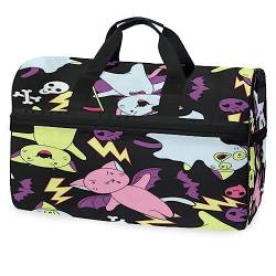 Dämon Tier Katze Cartoon Sporttasche Badetasche mit Schuhfach Reisetaschen Handtasche für Reisen Frauen Mädchen Männer von KAAVIYO