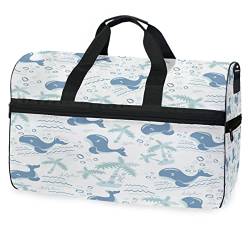 Delphin-Ozean-Cartoon-Baum Sporttasche Badetasche mit Schuhfach Reisetaschen Handtasche für Reisen Frauen Mädchen Männer von KAAVIYO