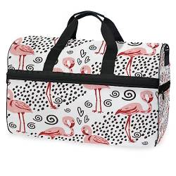 Flamingo Süßer Vogel Weiß Sporttasche Badetasche mit Schuhfach Reisetaschen Handtasche für Reisen Frauen Mädchen Männer von KAAVIYO