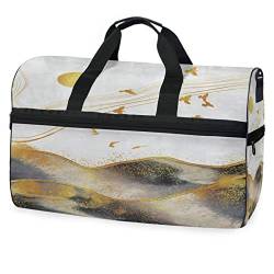 Goldene Vogelkunst Modern Sporttasche Badetasche mit Schuhfach Reisetaschen Handtasche für Reisen Frauen Mädchen Männer von KAAVIYO