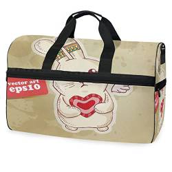 Hase Süße Tierliebe Sporttasche Badetasche mit Schuhfach Reisetaschen Handtasche für Reisen Frauen Mädchen Männer von KAAVIYO