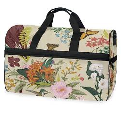 Helle Blüte Vogelblume Sporttasche Badetasche mit Schuhfach Reisetaschen Handtasche für Reisen Frauen Mädchen Männer von KAAVIYO