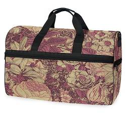 Helle Vintage Blumenblume Sporttasche Badetasche mit Schuhfach Reisetaschen Handtasche für Reisen Frauen Mädchen Männer von KAAVIYO