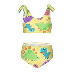 KAAVIYO Gelbe Karikatur Dinosaurier Badeanzug Bademode Badeanzüge Zwei Stücke Set Swimsuit für Mädchen Kind von KAAVIYO