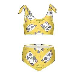 KAAVIYO Lustige Panda Gelb Badeanzug Bademode Badeanzüge Zwei Stücke Set Swimsuit für Mädchen Kind von KAAVIYO