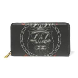 KAAVIYO Skull Knight Lebendes Skelett Leder Brieftasche Reißverschluss Geldbörse Telefon Kreditkartenetui Portemonnaie Wallet für Frauen Mädchen Männer von KAAVIYO