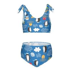 KAAVIYO Witzige Pinguine Comics Badeanzug Bademode Badeanzüge Zwei Stücke Set Swimsuit für Mädchen Kind von KAAVIYO